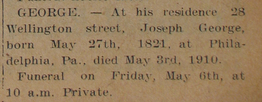 Death of Joseph George (1910).