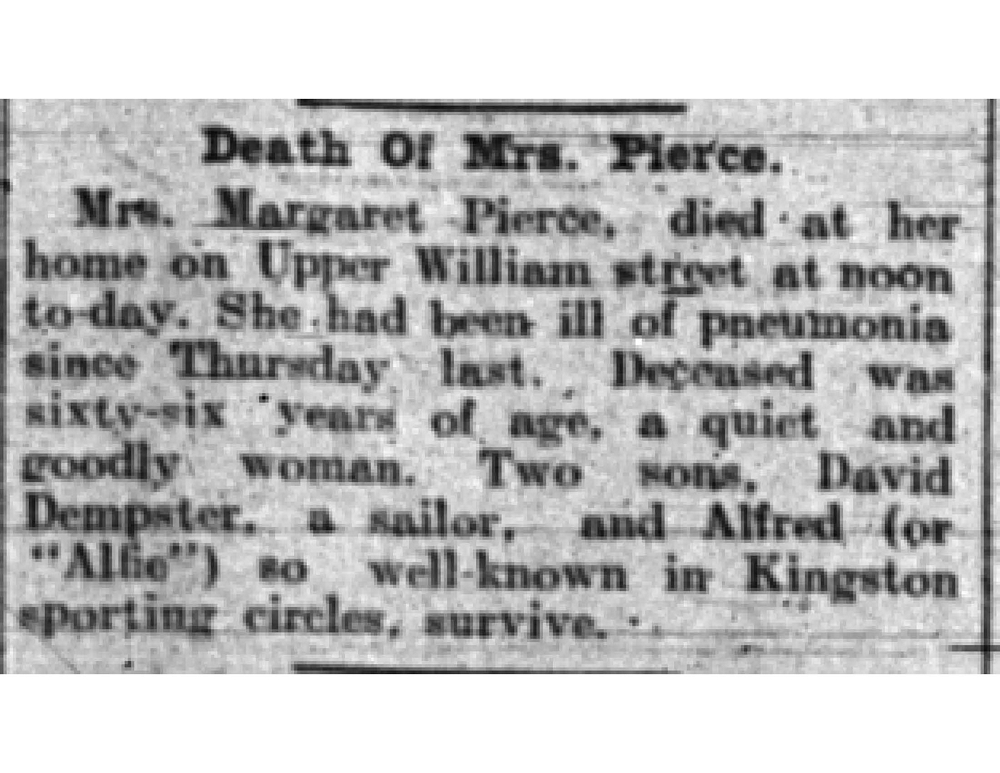 Death of Mrs. Pierce
