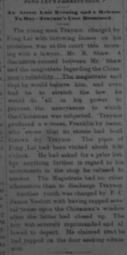 Fung Lei's Persecution 1881