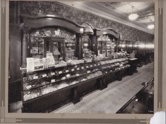 The Mayfair Restaurant, with Pete Karis (left) and one of the Sakell brothers. 1930's, located on top of where the Grand Theatre is today.